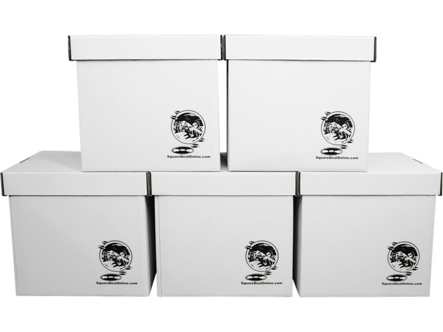 Durable Set of 5 12 inch Vinyl Record Storage Boxes - Heavy-Duty Cardboard Construction with Removable Lid - Holds Up to 90 Records Each - Built...