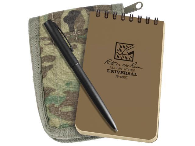 Weatherproof 3' x 5' Top Spiral Notebook Kit: MultiCam CORDURA Fabric Cover, 3' x 5' Tan Notebook, and Weatherproof Pen (No. 935M-KIT)