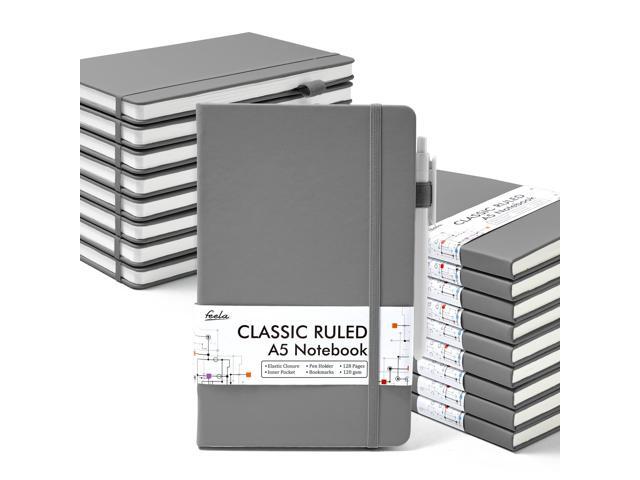 18 Pack Journal Notebook for Work, Business Notebook Bulk Hardcover Lined Writing Journal with Pen Holder for Men Women Note Taking, with 18 Black.