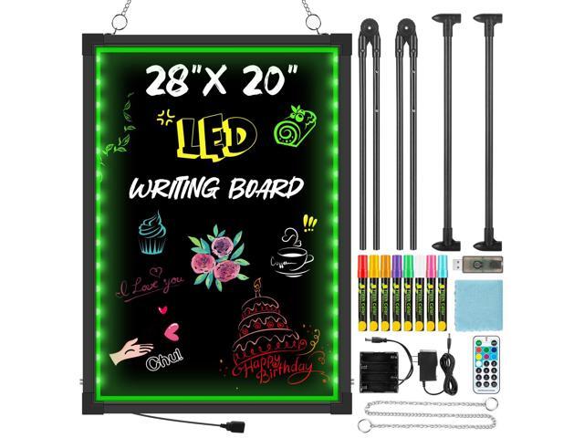 LED Message Board 28' x 20' - Flashing Neon Effect & Remote Control, Illuminated Erasable Sign Board with 8 Fluorescent Chalk Markers for.