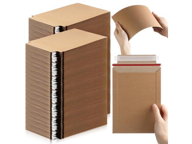 300 Pieces 6x8 Rigid Photo Mailers, 350gsm Keep Flat Cardboard Shipping Envelopes with Self Adhesive for Photos, Documents, Prints, CDs, Small...