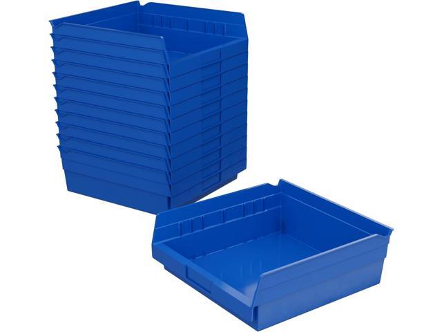 30170 Heavy Duty Plastic Shelf Bins, 12'x 11'x 4', Blue, 12-Pk Heavy Duty Nesting Storage Bins for Garage, Closet, Refrigerator, Kitchen,.