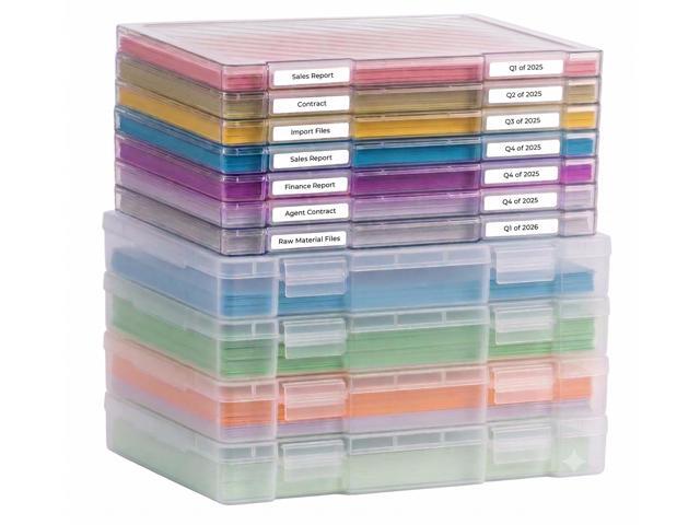12 Packs A4 Paper Storage Boxes, 8.5 x 11 Plastic Portable Project Case for US letter Size and A4 paper, Plastic Multi-Purpose Thick Scrapbook...