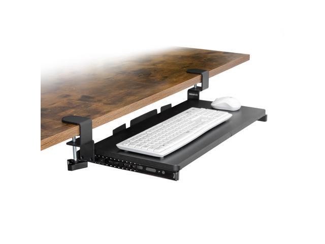 24 Clamp-On Under Desk Keyboard Tray, Slide-Out Keyboard Drawer for Desk, Ergonomic Pull-Out Platform with Smooth Gliding Tracks, No-Drill C-Clamp...