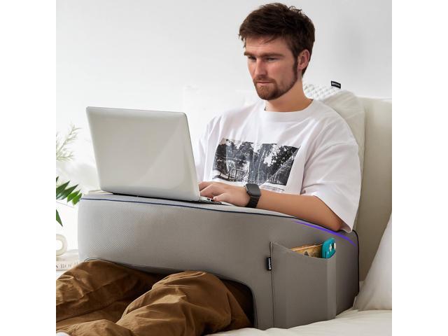 Soft Lap Desk Pillow for Adult, Extra Large Reading Pillow with Pocket, Arm Rest Pillow, Memory Foam Bed Rest Pillow can Reading, Working in Bed...