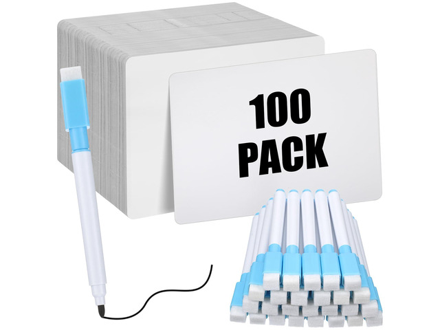 100 Pcs Dry Erase Lapboard Set with Markers Dry Erase Boards Classroom Pack Small White Board 9'X12' Mini Double Sided Whiteboard Set Lapboards for...