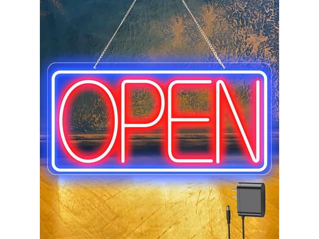 22' X 11' Led Neon Open Signs for Business, Large Open Signs, Plug In Electric Light Up with ON/OFF Switch, Ultra Bright Open Sign for Bar Salon...