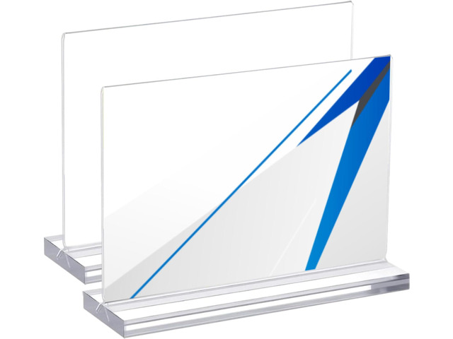 4 Pack 11 x 17 Inches Acrylic Sign Holder Horizontal Clear T Shaped Sign Holder Table Photo Menu Display Stand Double Sided Picture Flyer Sign...