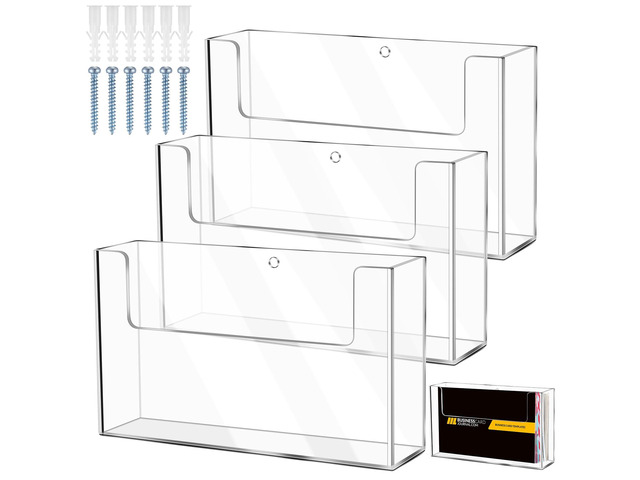 Post Card Holder Display Stand 6 x 4 Inch Wall Mount Index Clear Acrylic Organizer Small Brochure Hanging Pamphlet Holder for Flyer Magazine File...