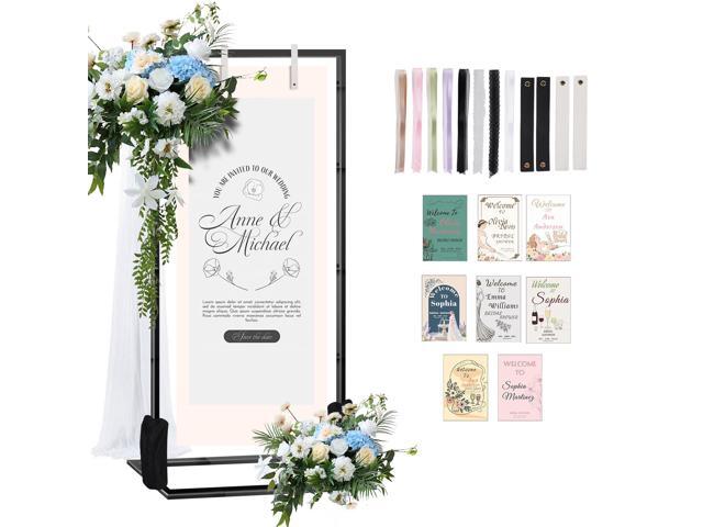 Wedding Sign Stand Adjustable Metal Easel, 50' or 66' Floor Poster Holder, Black, Perfect for Wedding Welcome Signs, Bridal & Baby Showers,.