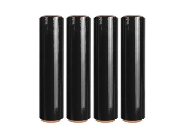 18' Black Stretch Wrap Roll, Heavy Duty 18 Inch 1500ft Shrink Wrap, 4 Pack Industrial Strength, 80 Gauge Stretch Film, Self-Adhesive Cling,.