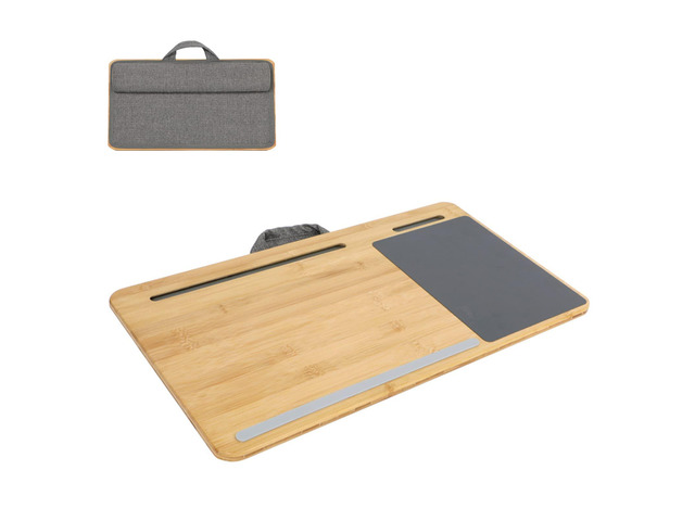 Laptop Lap Desk with Cushion Protable LapDesk with Handle Tablet Support Phone Holder and Mouse Pad Oversized Bamboo Laptop Stand for Sofa Fits Up...