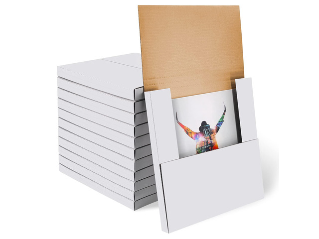 50 Pack Vinyl Record Shipping Boxes: 12.5' X 12.5' x 1' White Vinyl Record LP Shipping Mailer Boxes, Easy Fold LP Cardboard Mailing Boxes Multi...