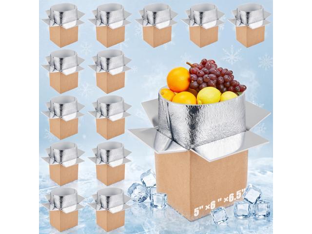 16 Pcs 6.5'' x 6'' x 5'' Small Insulated Cold Shipping Boxes for Frozen Food with Aluminum Foil Liner Insulated Bag Thermal Cooler Cold Pack Boxes...