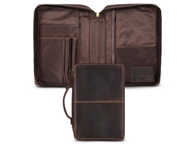 Bible Covers for Men and Women - Top Grain Buffalo Leather - Genuine Leather Bible Cover with Pockets, Zipper, and Bookmark - Bible case - Book...