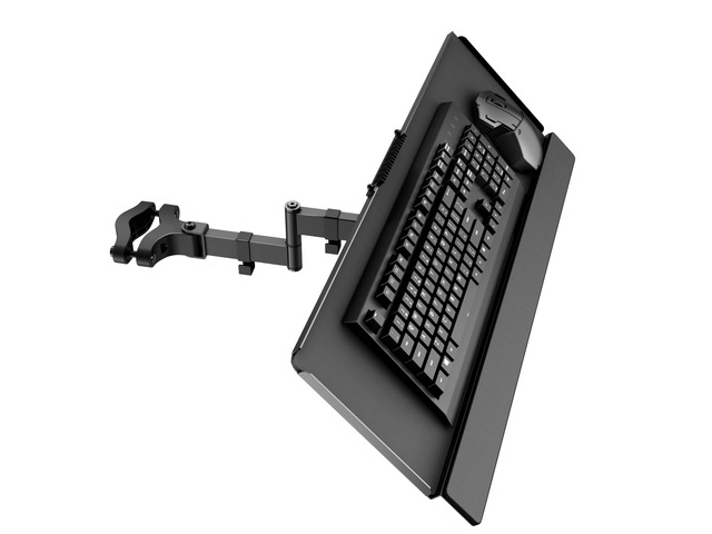 Keyboard Tray Pole Mount - Keyboard & Mouse Mount fits Most Standard and Oversized Keyboards, Tilt & Rotation, Holds up to 2.2lbs, Black