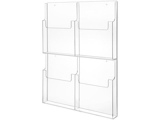 4 Pocket Acrylic Brochure Holder Wall Mount 11.8 x 8.78 Clear Pamphlet Holder Plastic Trifold Flyer Rack Magazine Display Stand Wall Hanging...