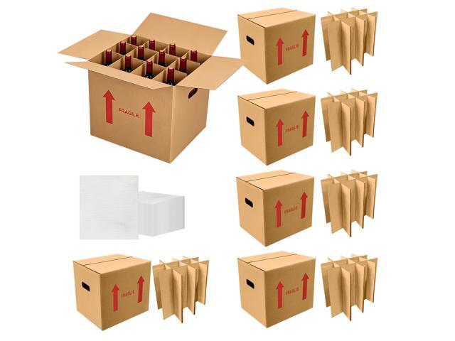 6-Pack 12-Bottle Wine Boxes for Moving 14'x12'x13' Wine Shipping Boxes with Reinforced Cardboard, Divider Kits & Handles,Glassware Packing Kits...