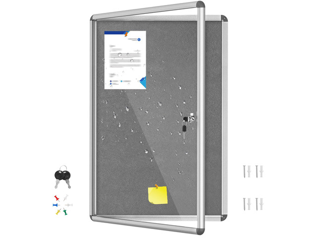 36'x24' Enclosed Bulletin Board with Locking Door, Tamper-Proof Dispaly Case, Aluminium Frame, Outdoor Bulletin Board Weatherproof, Lockable...