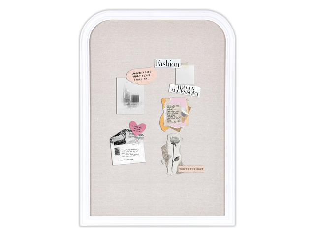 Bulletin Board with Linen, 31.5x23.6 inches Bulletin Board with White Wood Style Frame, Decorative Hanging Pin Board Vision Board Message Board for...