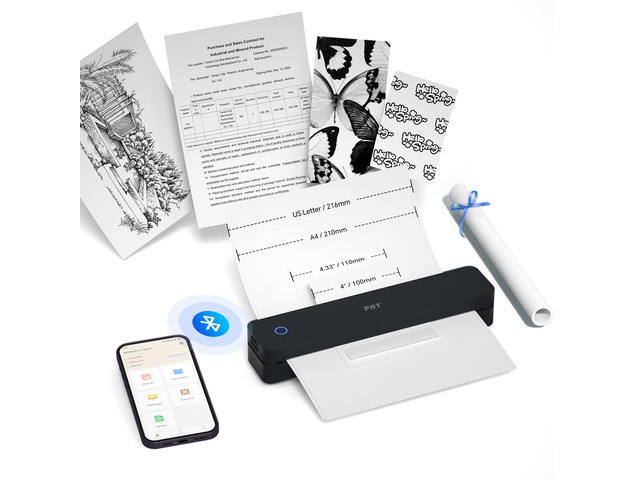 Portable Thermal Portable Printer, Inkless Bluetooth Printer for Phone 8.5 x 11' US Letter Support, USB PC Printing,Truck Drivers, Field Service,...