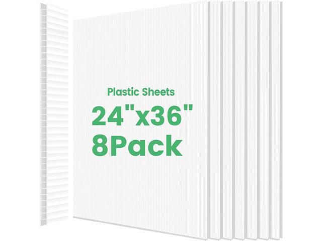 8 Pack 24x36 Inch Corrugated Plastic Board, White Poster Board, 4mm Thick Waterproof Double-Sided Coroplast Sheets & Blank Yard Signs for.