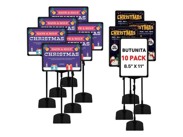 Sign Holder Stand, 8.5 x 11 Inch Sign Stand with Adjustable Height Snap Open, Reusable Sign Stands for Display Advertising Business Signage,...