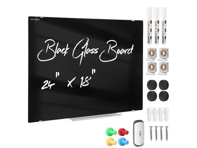 Glass Magnetic Dry Erase Black Board 24'x18' for Wall Office