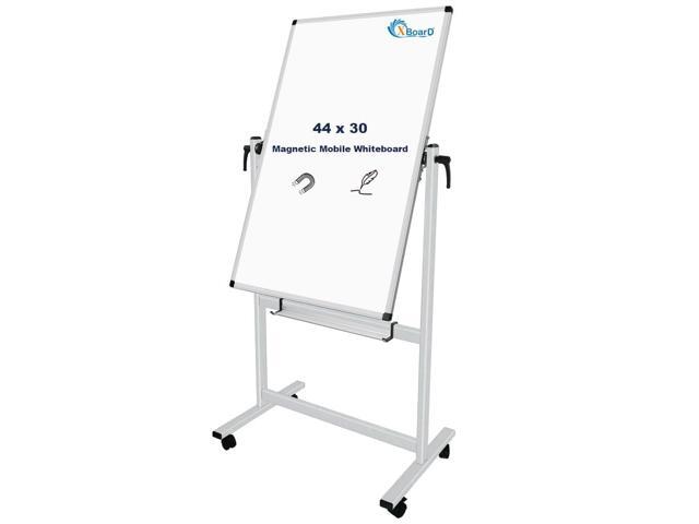 XBoard Whiteboard Mobile 44x30inch, Double Sided Magnetic Dry Erase Board on Wheels, Magnetic Portable Easel with Stand