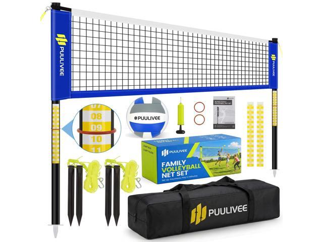 32ft/16ft Outdoor Volleyball Net Set for Backyard, Beach, Grass, All-Weather & Easy Setup with 4 Height Adjustable Poles, Anti-Sag Net, Volleyball,.