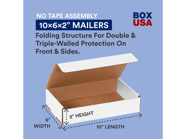 Small Shipping Boxes 10'L x 6'W x 2'H, 50-Pack Foldable Corrugated Cardboard Crush-Proof Box for Shipping, Packing, Moving and Storage 10x6x2