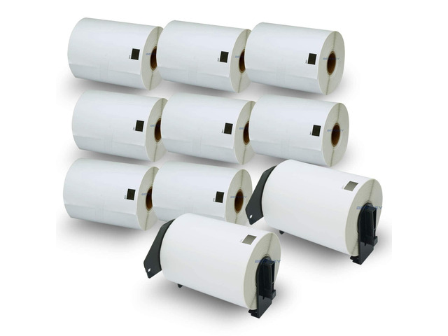 Compatible Shipping Labels Replacement for Brother DK-1247 (4.07' x 6.4'), Use with Brother QL Label Printers [10 Rolls + 2 Reusable Cartridges]