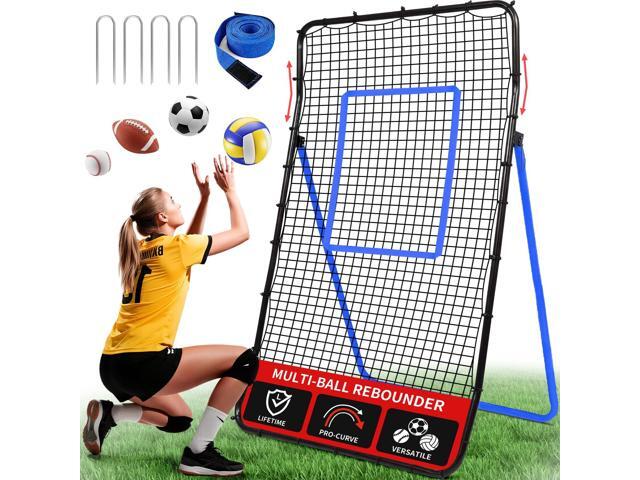 Volleyball Rebounder Net 7x4 Ft, Bounce Back Training Equipment with Unique Curved Frame for Better Catching, 5 Adjustable Angles for Volleying &...