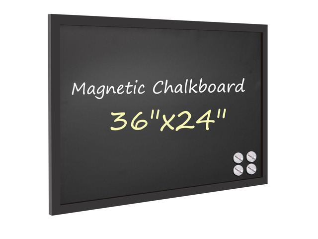 Magnetic Chalkboard Black Board 24 x 36, Large Chalkboard Blackboard for Wall Decor, Easy-to-Erase Wood Framed Magnet Board for School, Home &...