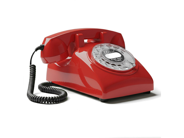 60s Cable - Retro Rotary Landline Phone - Vintage 1960s Antique Style Desk Telephone with Real Metal Bell - Red
