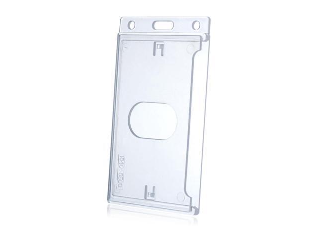 Bulk 50 Pack Vertical Hard Plastic Badge Holder, Frosted Clear Heavy Duty ABS, Easy Thumb Access, RFID Compatible ID Card Protector for Lanyard,.