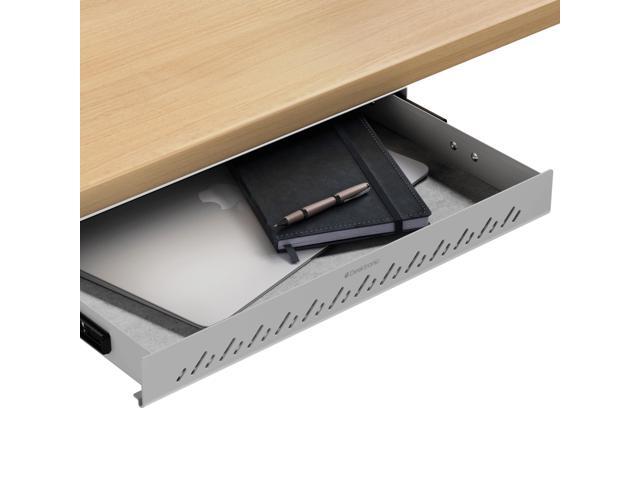 Under Desk Drawer Hidden Under-Desk Storage Organizer, Easy Install, Large Capacity Metal Sliding Drawer for Home Office, Standing Desk &.
