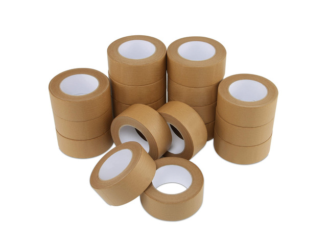 Kraft Packing Tape, Brown Paper Gummed Tape for Packing Boxes, Shipping Cardboard and Carton Sealing, 18 Rolls x 2 inch x 55 Yard x 7 mil, B218BR