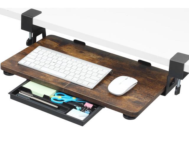Keyboard Tray Under Desk, 19.7' X 11.81' Small Size Keyboard Drawer with C Clamp-on Mount Easy to Install, Computer Keyboard Stand Slide Pull Out,...
