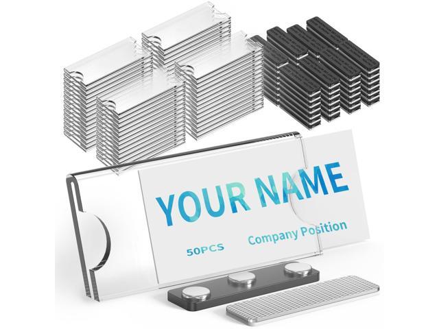 Magnetic Name Tags Kit 50PCS, Reusable Name Tags Name Badge Holder 3x1.2 with Strong Magnets Blank Name Labels, Clear Acrylic Frame for Business.
