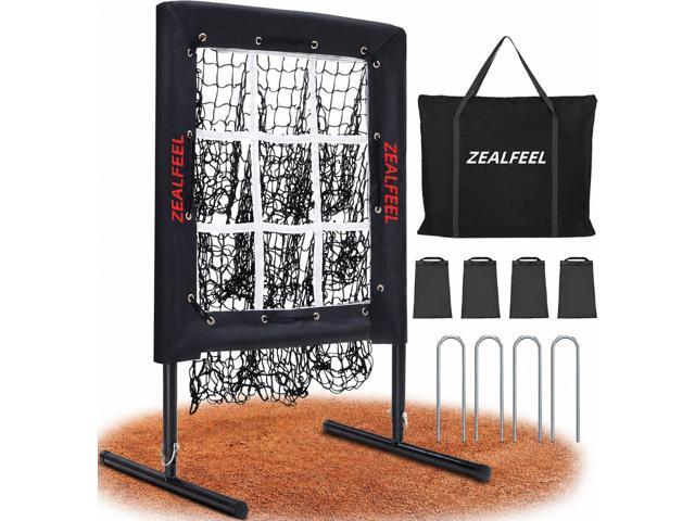 Baseball Pitching Net, 9 Hole Pitching Target Net with Strike Zone, 5 Height Adjustable Throwing Trainer, Heavy Duty Baseball Softball Net with.
