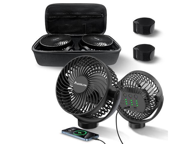 2-Pack Magnetic Golf Cart Fan Rechargeable with Carrying Case, 12000mAH Battery Portable Fan with Magnetic Base, Suitable for EZGO Club Car Yamaha,.