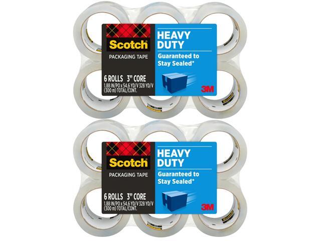 Heavy Duty Shipping Packaging Tape 3850, Clear, 1.88 in x 54.6 yd (48 mm x 50 m), 12 Pack (12 Rolls), 3.0 Mil Box Sealing Tape