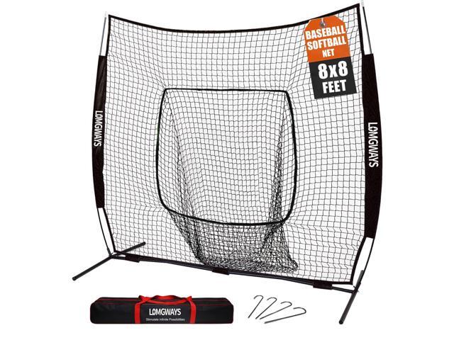7x7ft/8x8ft Baseball Softball Net with Steel Frame for Batting, Hitting, Pitching, Portable Baseball Batting Net with Carry Bag, Great for All Levels
