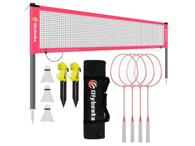 Outdoor Baminton Net Set for Backyard, Beach, Family Games with 20 * 3ft Anti-sag Net, 4 Aluminum Badminton Rackets, 3 Shuttlecocks, Carring Bag -...