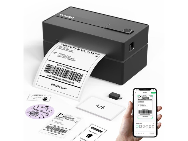 Bluetooth Thermal Shipping Label Printer 4x6 for Small Business,Black High-Speed Thermal Label Printer, Perfect for Home, Office & Small Biz, Ideal...