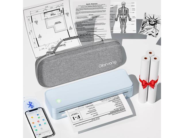 Inkless Portable Printer for Travel, Wireless Thermal Printer Supports 8.5' x 11' US Letter Size, Bluetooth Machine Includes Carry Case and 3 Rolls...