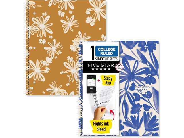 Spiral Notebook + Study App,1 Subject,College Ruled,8-1/2' x 11',80 Sheets,Fights Ink Bleed,Water Resistant Cover,Soft Petals (820331F-ECM),(Pack.