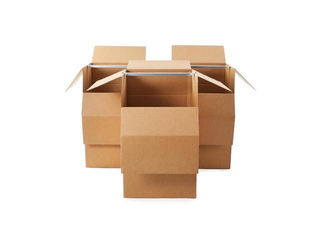 Wardrobe Clothing Moving Boxes with Bar - 24' x 24' x 40', 3-Pack, Brown