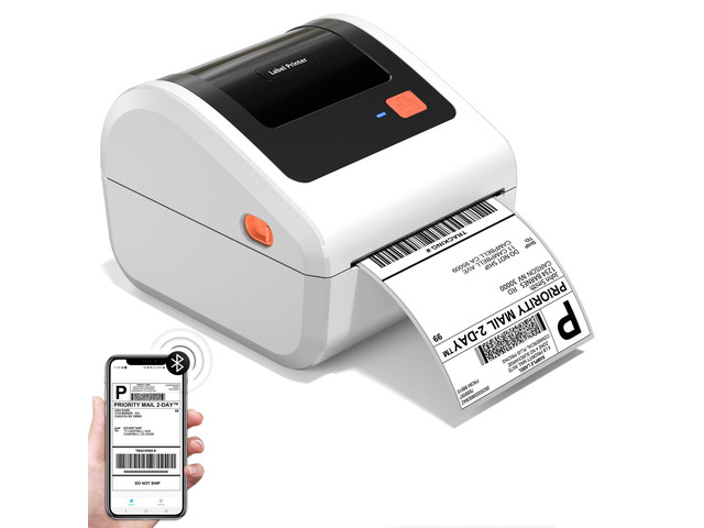 Bluetooth Thermal Shipping Label Printer with Built-in Label Holder D450BT Bluetooth Thermal Label Printer 4x6 for Small Business, Compatible with...